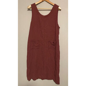 Vintage Womens Maxi Dress Medium Maroon Silk Sleeveless Relaxed Lagenlook 90s
